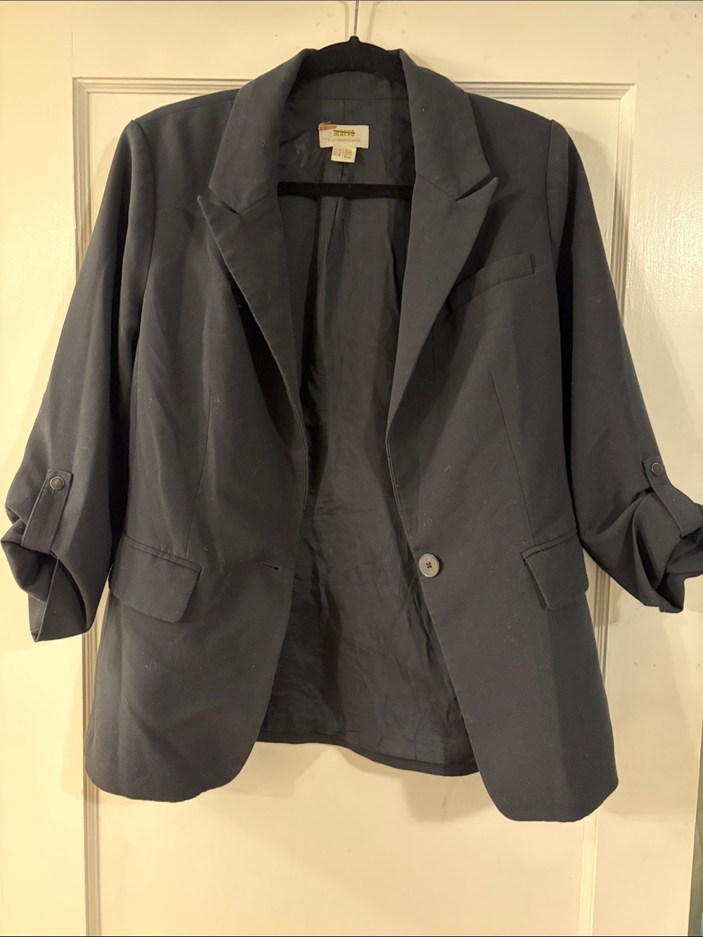 Maeve Black Relaxed Single-Button Blazer